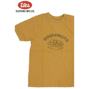 画像1: 「UES/ウエス」DOUGHNUTS プリントTシャツ【イエロー】