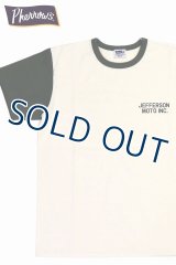 「Pherrow's/フェローズ」JEFFERSON バイカラープリントTシャツ PMTシリーズ【S・ホワイト×オリーブ】
