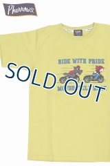 「Pherrow's/フェローズ」RIDE WITH PRIDE プリントTシャツ PTシリーズ【G・マスタード】