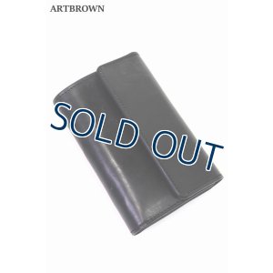 画像1: 「ARTBROWN/アートブラウン」UKサドルレザー三つ折りウォレット【ブラック】
