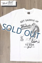 「WEST RIDE/ウエストライド」GET SADDLE UP  ヘビーウェイトプリントTシャツ【ホワイト】