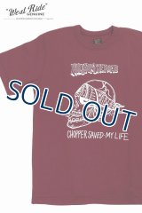 「WEST RIDE/ウエストライド」RULES ON THE ROAD  ヘビーウェイトプリントTシャツ【ボルドー】