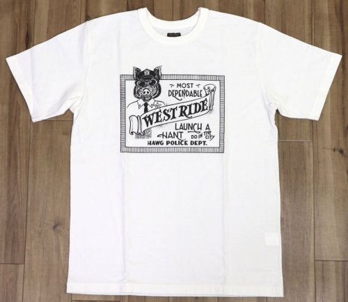 他の写真1: 「WEST RIDE/ウエストライド」HAWG POLICE DEPT.  ヘビーウェイトプリントTシャツ【ホワイト】