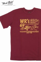 「WEST RIDE/ウエストライド」WR's69  ヘビーウェイトプリントTシャツ【ボルドー】