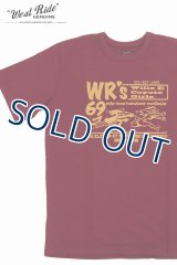 「WEST RIDE/ウエストライド」WR's69  ヘビーウェイトプリントTシャツ【ボルドー】