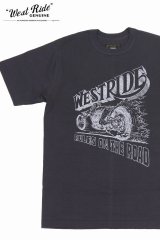 「WEST RIDE/ウエストライド」RULES ON THE ROAD ヴィンテージプリントTシャツ【チャコール】