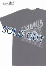 「WEST RIDE/ウエストライド」RULES ON THE ROAD ヴィンテージプリントTシャツ【チャコール】