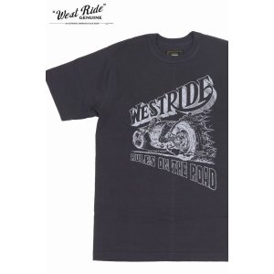 画像1: 「WEST RIDE/ウエストライド」RULES ON THE ROAD ヴィンテージプリントTシャツ【チャコール】