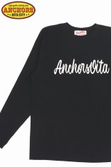 ANCHORSオリジナル筆記体プリントロンT【ブラック】