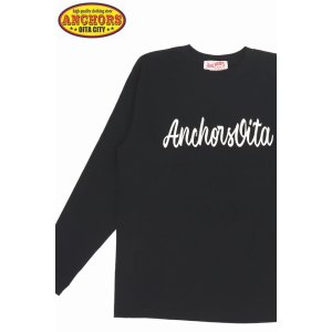 画像1: ANCHORSオリジナル筆記体プリントロンT【ブラック】