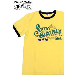 画像1: 「STUDIO D'ARTISAN/ステュディオ・ダ・ルチザン」VISITING OLD リンガープリントＴシャツ【イエロー×ネイビー】