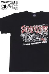 「STUDIO D'ARTISAN/ステュディオ・ダ・ルチザン」SOMEWHERE プリントＴシャツ【ブラック】