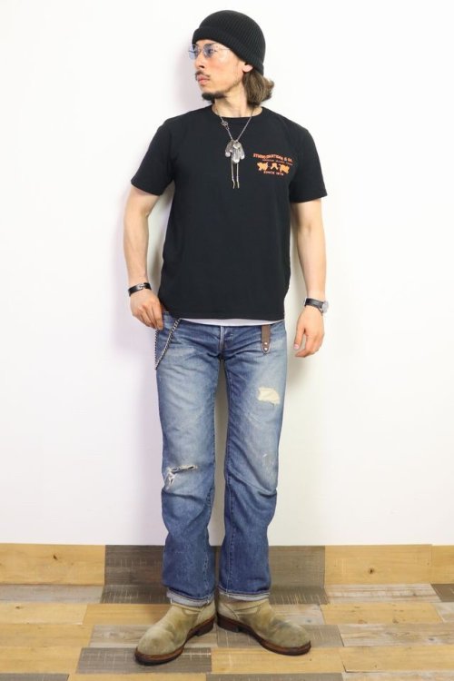他の写真3: 「STUDIO D'ARTISAN/ステュディオ・ダ・ルチザン」革パッチロゴ プリントＴシャツ【ブラック】
