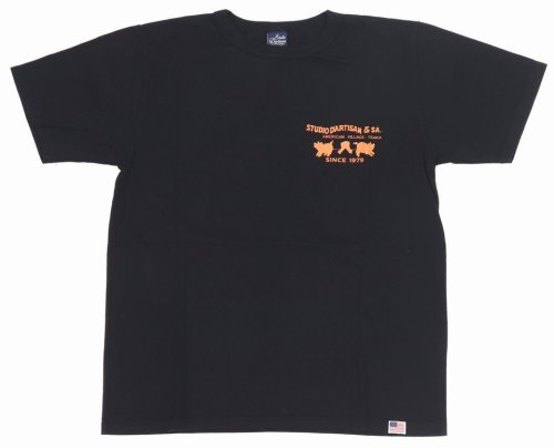 他の写真1: 「STUDIO D'ARTISAN/ステュディオ・ダ・ルチザン」革パッチロゴ プリントＴシャツ【ブラック】