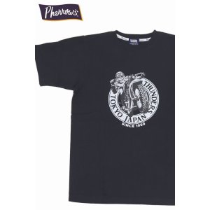 画像1: 「Pherrow's/フェローズ」TOKYO JAPAN THUNDERS プリントTシャツ PTシリーズ【S・ブラック】