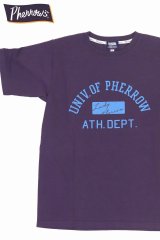 「Pherrow's/フェローズ」ATH.DEPT. プリントTシャツ PTシリーズ【グレーパープル】