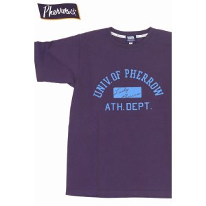 画像1: 「Pherrow's/フェローズ」ATH.DEPT. プリントTシャツ PTシリーズ【グレーパープル】