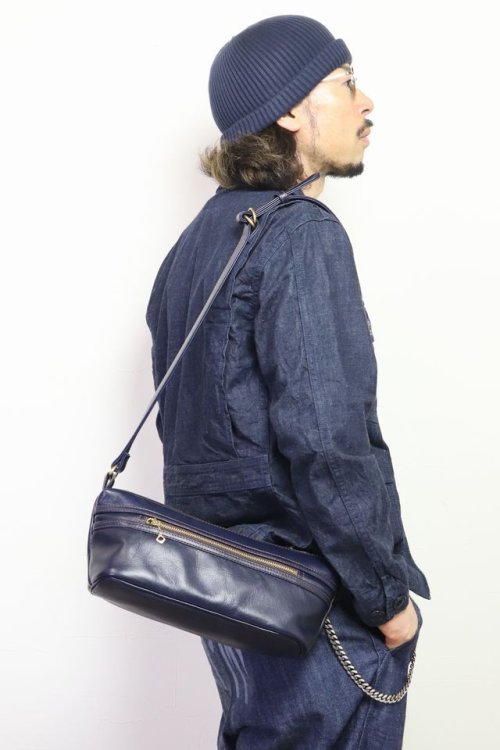 他の写真3: 「Y'2 LEATHER/Y'2レザー」インディゴホースハイドショルダーバッグ【インディゴ】