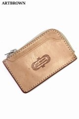 「ARTBROWN/アートブラウン」UKサドルレザー カードポケット付きコインケース【タン】