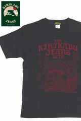 「KIRIKABU JEANS/キリカブジーンズ」KINOKO プリントTシャツ【チャコール×レッド】