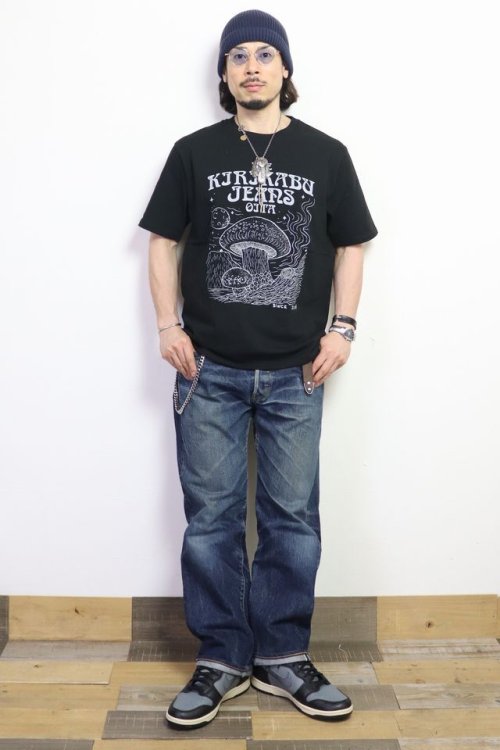 他の写真3: 「KIRIKABU JEANS/キリカブジーンズ」KINOKO プリントTシャツ【ブラック×ライトグレー】