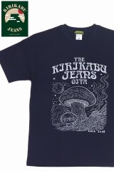「KIRIKABU JEANS/キリカブジーンズ」KINOKO プリントTシャツ【ネイビー×ライトグレー】