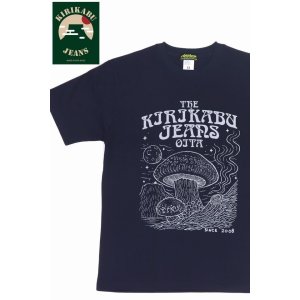 画像1: 「KIRIKABU JEANS/キリカブジーンズ」KINOKO プリントTシャツ【ネイビー×ライトグレー】
