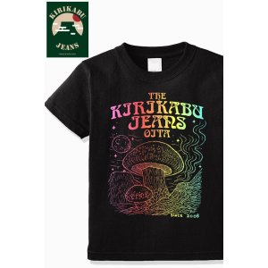 画像1: 「KIRIKABU JEANS/キリカブジーンズ」予約商品 KINOKO グラデーションプリントTシャツ【ブラック】