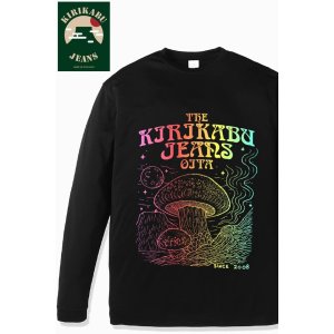 画像1: 「KIRIKABU JEANS/キリカブジーンズ」予約商品 KINOKO グラデーションプリントロンT【ブラック】