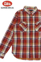 「UES/ウエス」先染ヘビーネルシャツ【レッド】