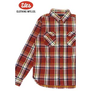 画像1: 「UES/ウエス」先染ヘビーネルシャツ【レッド】