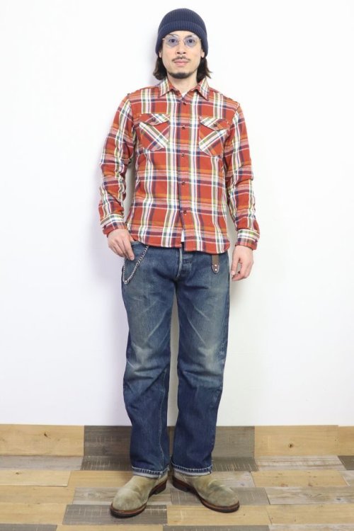他の写真1: 「UES/ウエス」先染ヘビーネルシャツ【レッド】
