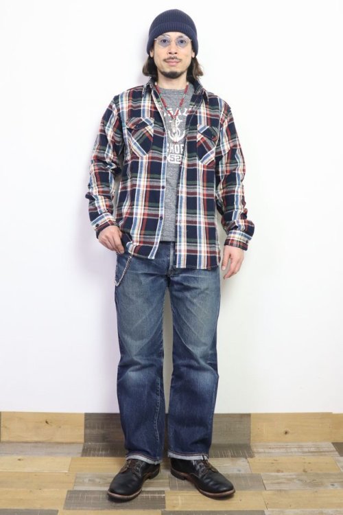 他の写真3: 「UES/ウエス」先染ヘビーネルシャツ【ネイビー】