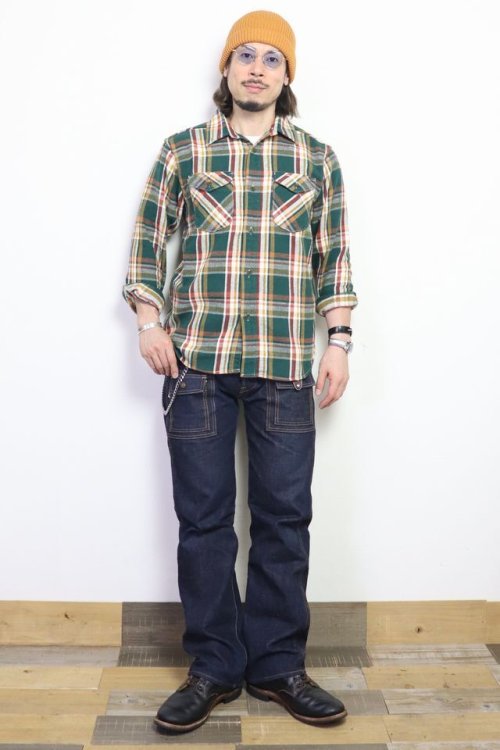 他の写真1: 「UES/ウエス」先染ヘビーネルシャツ【グリーン】