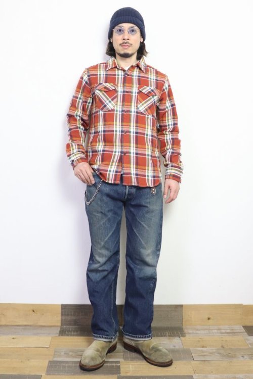 他の写真2: 「UES/ウエス」先染ヘビーネルシャツ【レッド】
