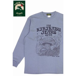 画像1: 「KIRIKABU JEANS/キリカブジーンズ」KINOKO プリントロンT【スモーキーブルー】