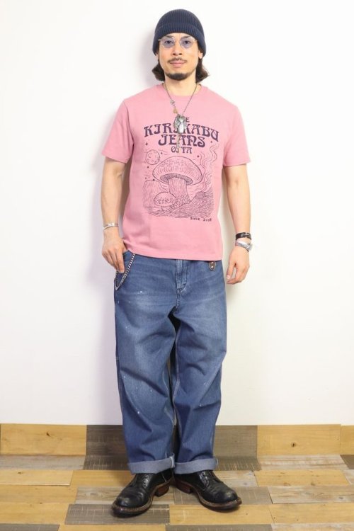 他の写真3: 「KIRIKABU JEANS/キリカブジーンズ」KINOKO プリントTシャツ【ピンク×ダークパープル】