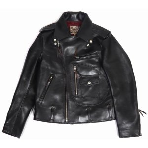 画像2: 「Y'2 LEATHER/Y'2レザー」ヴィンテージホースDポケットダブルライダースジャケット【ブラック】