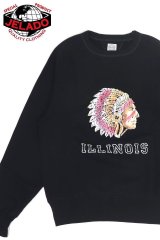 「JELADO/ジェラード」ILLINOIS フロッキープリント両Vフリーダムスリーブスウェット【ブラック】
