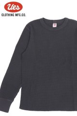 「UES/ウエス」ビッグワッフルＴシャツ【スチールブラック】