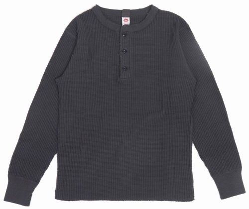 他の写真1: 「UES/ウエス」ヘンリーネックビッグワッフルＴシャツ【スチールブラック】