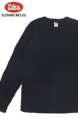「UES/ウエス」ビッグワッフルＴシャツ【ブラック】