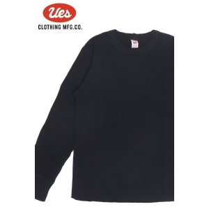 画像1: 「UES/ウエス」ビッグワッフルＴシャツ【ブラック】