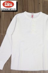 「UES/ウエス」ヘンリーネックビッグワッフルＴシャツ【オフホワイト】