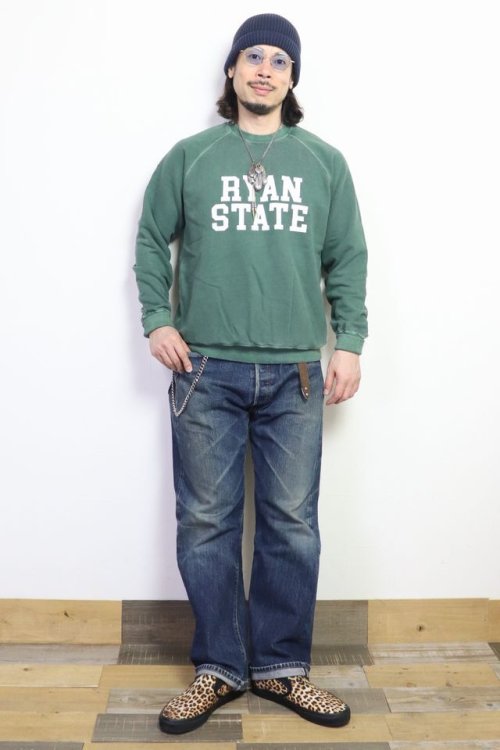 他の写真3: 「Pherrow's/フェローズ」RYAN STATE プリントミニ裏毛スウェット【フェードグリーン】