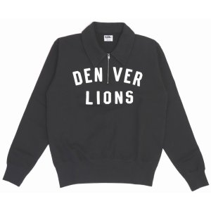 画像2: 「Pherrow's/フェローズ」DENVERLIONS アップリケハーフジップアップスウェット【S・ブラック】