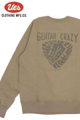 「UES/ウエス」GUITAR CRAZY プリントスウェット【ブラウン】