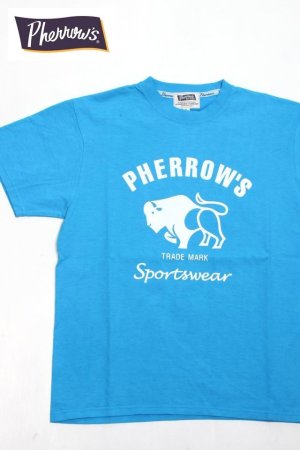 画像: 「Pherrow's/フェローズ」BUFFALOロゴTシャツ PTシリーズ【ターコイズ】