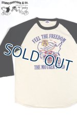 画像: 「STUDIO D'ARTISAN/ステュディオ・ダ・ルチザン」FEELTHEFREEDOMラグラン7分丈Ｔシャツ【ベージュ×ブラック】