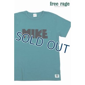 画像1: 「FREE RAGE/フリーレイジ」MIKEプリントリサイクルコットンTシャツ【ターコイズ】 (1)